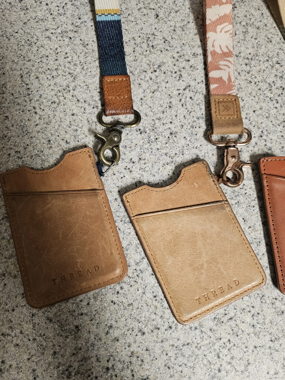 Thread Wallets Patterned Card Lanyard Wallets in Blue, Coral, Tan & Leopard